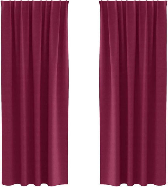 vidaXL Verdunkelungs-Vorhang aus Polyester in Weinrot mit Ringen, thermoisolierend - Bild 1