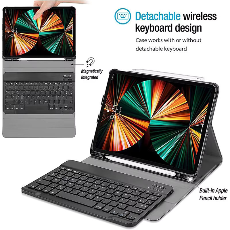 OPUYYM Tastatur-Hülle für iPad 11 Zoll und iPad 10. Generation 10.9 Zoll mit abnehmbarer kabelloser Tastatur und Tablet-Abdeckung in Schwarz oder Blau - Bild 1