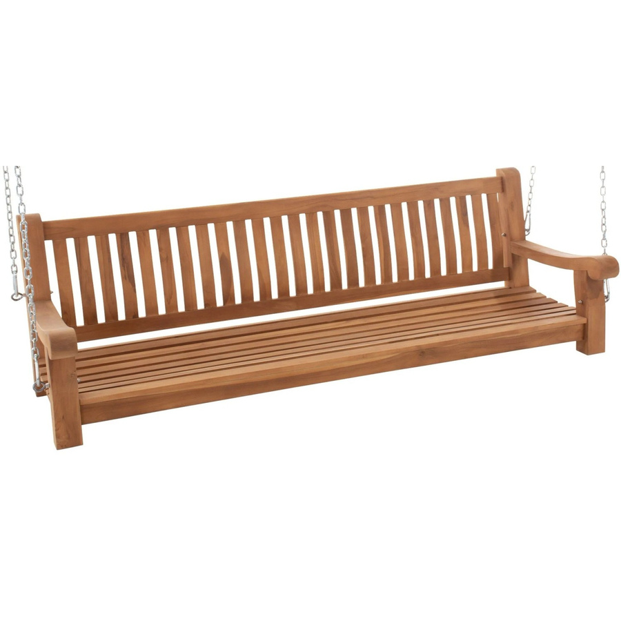 DELUKE MUVER Schaukelbank aus Teakholz in Braun, Hängebank für Garten und Veranda, B/T/H: 200 x 70 x 62 cm - Bild 2