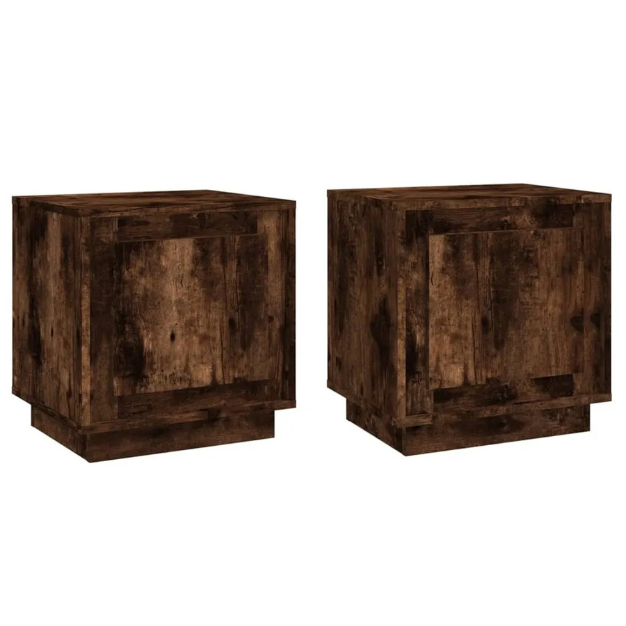 Set aus 2 vidaXL Nachttischen in Räuchereiche, modern, B/T/H: 44 x 35 x 45 cm - Bild 2