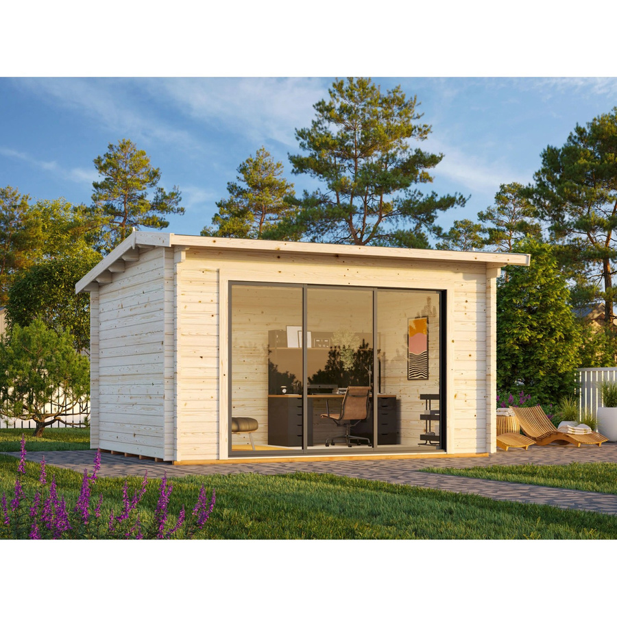Palmako Gartenhaus Ines Slide aus Fichtenholz in Grau, Satteldach, B/T/H: 390 x 300 x 250 cm - Bild 2