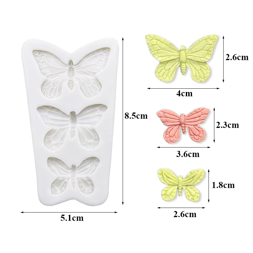 Fengying Schmetterling Silikon Backform für Kuchen, Schokolade und Fondant in Grau und Weiß - Bild 3