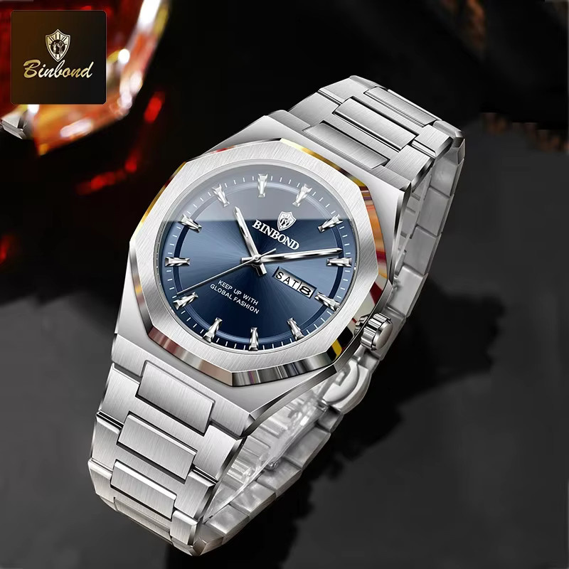 BINBOND Armbanduhr Quarz, Edelstahl, Blau, Herren - Bild 1