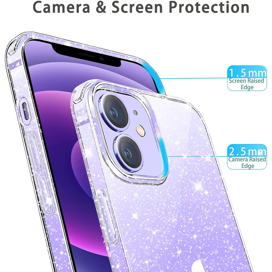 Glitzernde Handyhülle von Ahowie für iPhone 17 Air 16E 15 Pro Max 14 Plus 13 Mini 12 11 XR 8 7 SE in Transparent - Bild 2