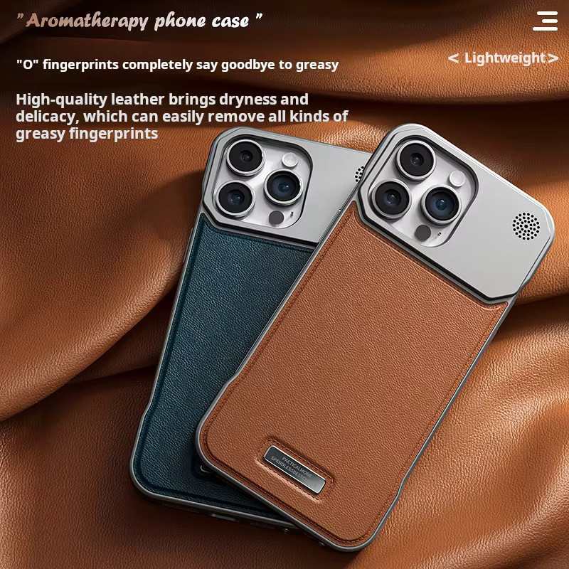 RPKKS Magnetische Lederhülle für iPhone 16 15 14 13 12 11 Pro Max mit MagSafe und Aromatherapie-Funktion in Braun - Bild 5