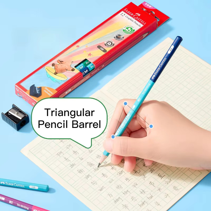 FABER-CASTELL Dreieckiger Bleistift aus Naturholz, 2B, ungiftig und bruchbeständig - Bild 2
