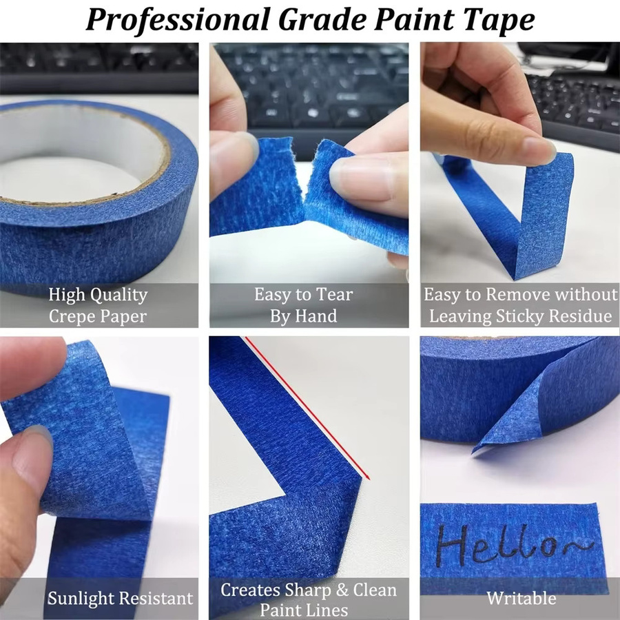 Blaues Maskierungsband aus Papier für Wandmalerei und Kunsthandwerk, 20 m pro Rolle - Bild 6