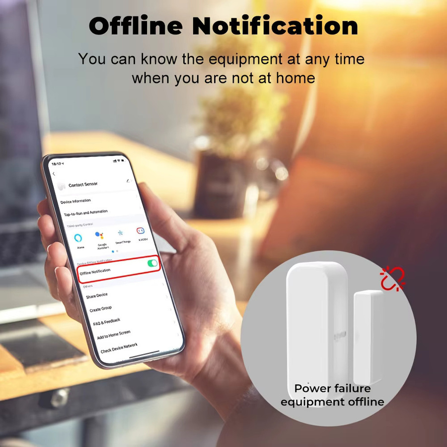 Tuya WiFi 3.0 Tür- und Fenstersensor in Weiß für intelligenten Sicherheitsalarm und Diebstahlschutz mit App-Steuerung - Bild 4
