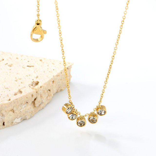 LUXUSTEEL Halskette, zylindrischer Anhänger, Edelstahl, vergoldet, Gold, Kinder - Bild 1