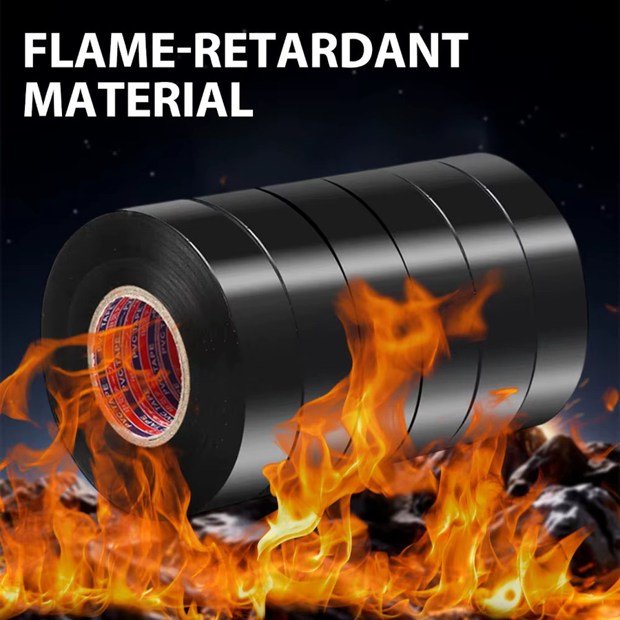Elektrisches Isolierband aus schwarzem PVC, flammhemmendes und wasserdichtes selbstklebendes Kabelbaumband für industrielle Anwendungen, 10 Rollen - Bild 2