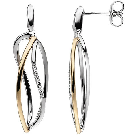 Colfem Ohrhänger 333 Gold, Weißgold, Gelbgold, bicolor, 18 Zirkonia - Bild 1