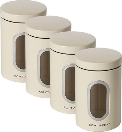 ECHTWERK Vorratsdosen aus Keramik, 4er Pack, beige, zylinderförmig, Volumen: 1,4 l, B: 11 cm, T: 18 cm, H: 18 cm