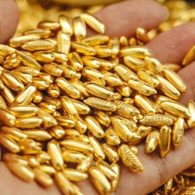 100 Stück vergoldete Reiskorn-Glücksschalen aus Metall in Gold, 1 cm für chinesische Dekoration und Vasenfüllmaterial - Bild 1