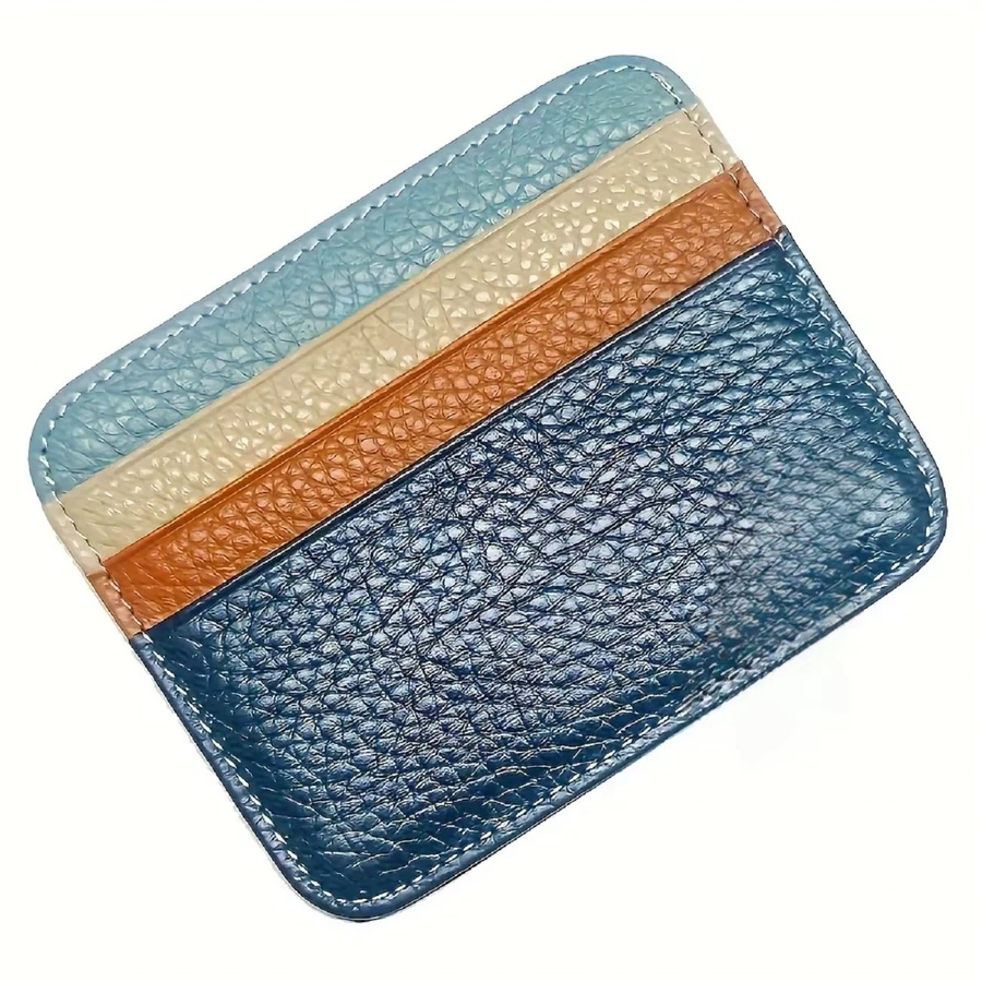 CEXIKA Visitenkartenhalter aus echtem Leder mit 6 Kartenfächern, kompakte Geldbörse für Ausweise und Kreditkarten, Multicolor - Bild 1