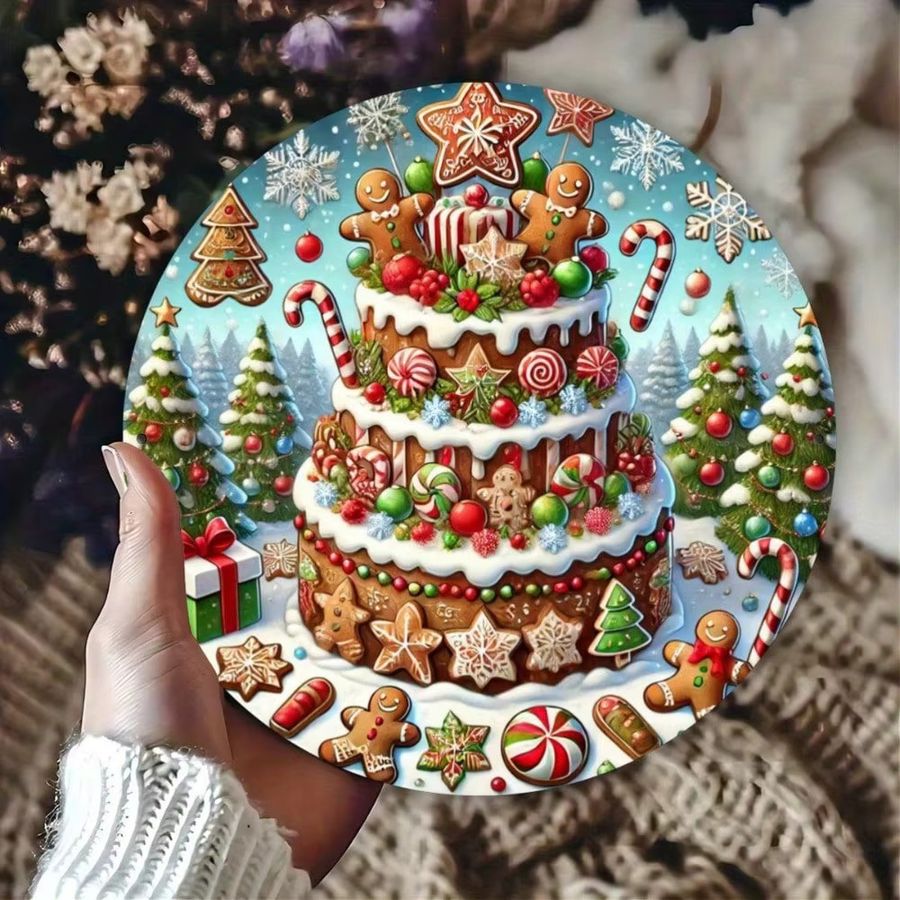 Personalisiertes Weihnachts-Lebkuchen Metallschild von CIFBUY in Multicolor zur Dekoration von Tür und Veranda - Bild 2
