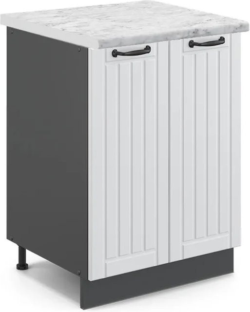 Vicco Küchenunterschrank Fame-Line in Weiß und Anthrazit im Landhausstil mit Soft-Close-Türen, B: 60 cm, T: 60 cm, H: 82 cm - Bild 1