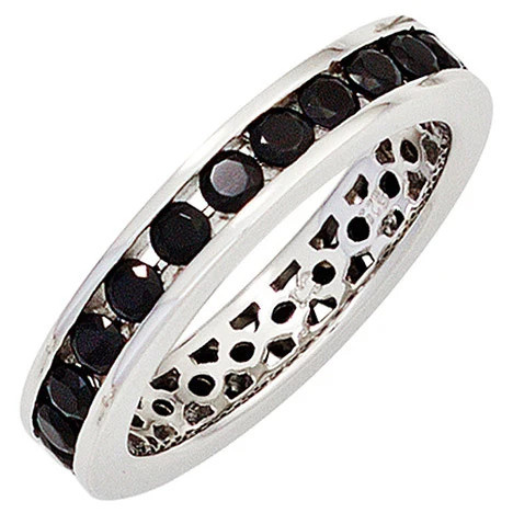 Colfem Ring 925 Sterling Silber, rhodiniert, Zirkonia schwarz, Damen, 50 - Bild 1