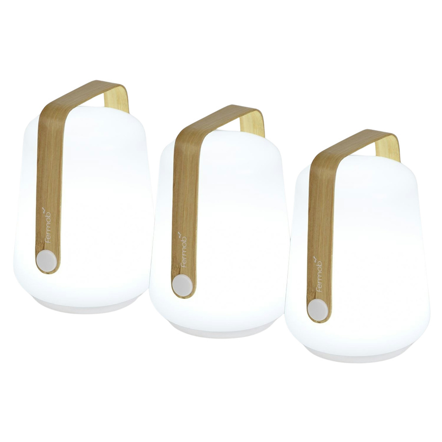 Fermob Balad Bamboo Set mit 3 LED Tischleuchten in Weiß und Holzoptik, wiederaufladbar und dimmbar - Bild 2