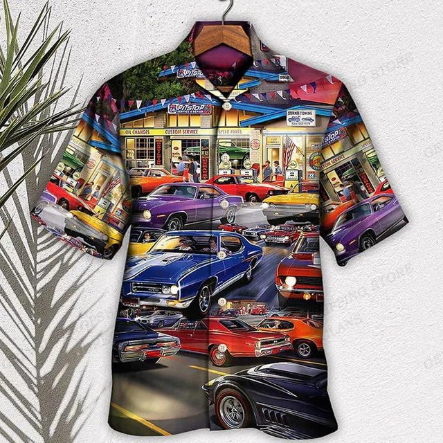 huiteng1 Hawaiihemd Herren, Auto Grafikdruck, black, 5XL - Bild 1