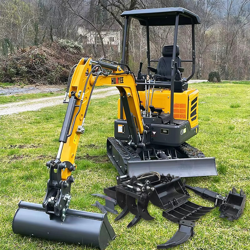 HUAYEE Mini-Bagger 1,8 Tonnen, multifunktionaler kleiner Raupenbagger in Gelb - Bild 4