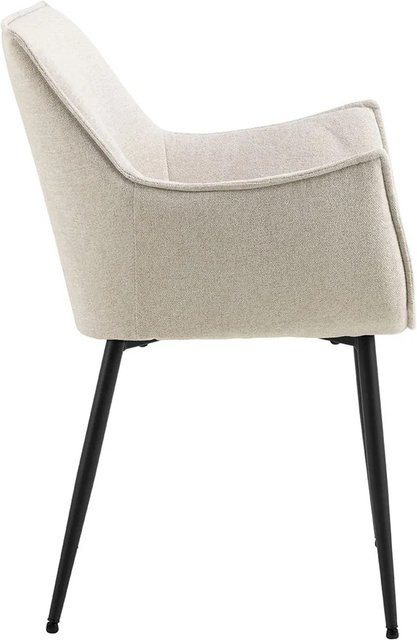 ebuy24 Bonita Esszimmerstuhl mit Armlehnen aus Stoff und Metall in Beige mit modernem Design - Bild 1