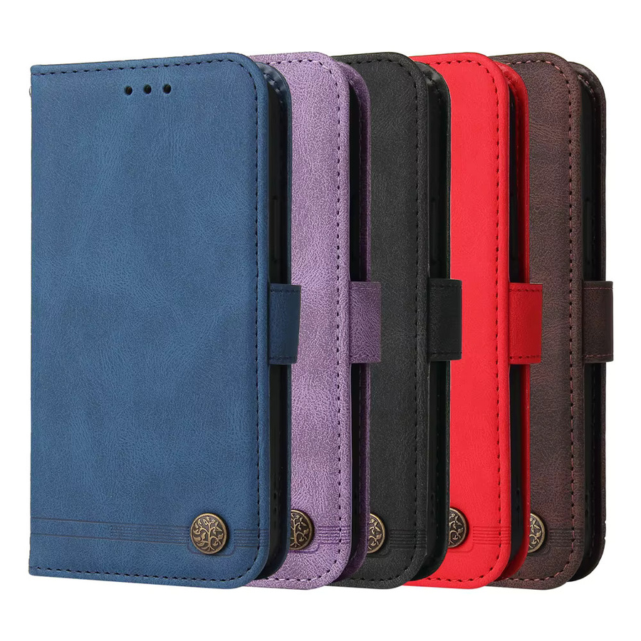 Xiaomi Magnetische Leder-Brieftaschen-Handyhülle für Redmi Note 11 11T 10 9 Pro in Weiß mit 3D-Baum-Logo aus Metall - Bild 1