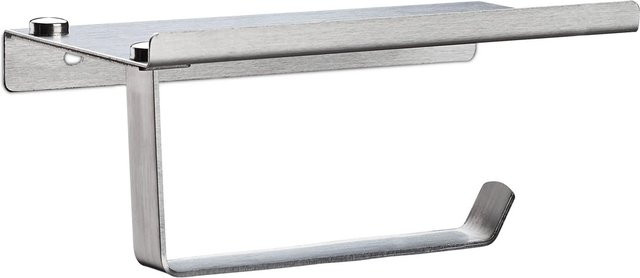 Relaxdays Toilettenpapierhalter aus Edelstahl in Silber mit Ablage, B/T/H: 18 x 9,5 x 8 cm - Bild 1