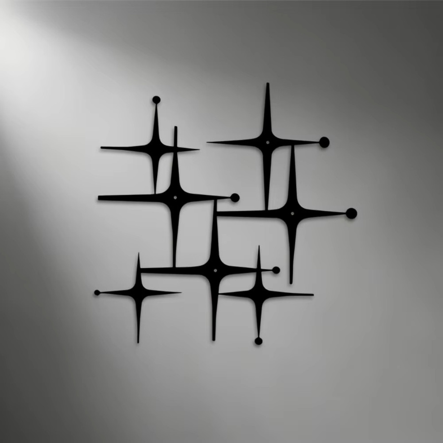 CIFBUY Metall-Wandkunst Starburst Retro Mid-Century Modern Skulptur, Schwarz, B/H: 25,4 x 25,4 cm - Bild 2