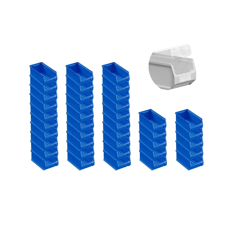PROREGAL SuperSparSet 40 Stück Sichtlagerbox 2.0 mit Abdeckung, Blau, H x B x T: 7,5 x 10 x 17,5 cm - Bild 2