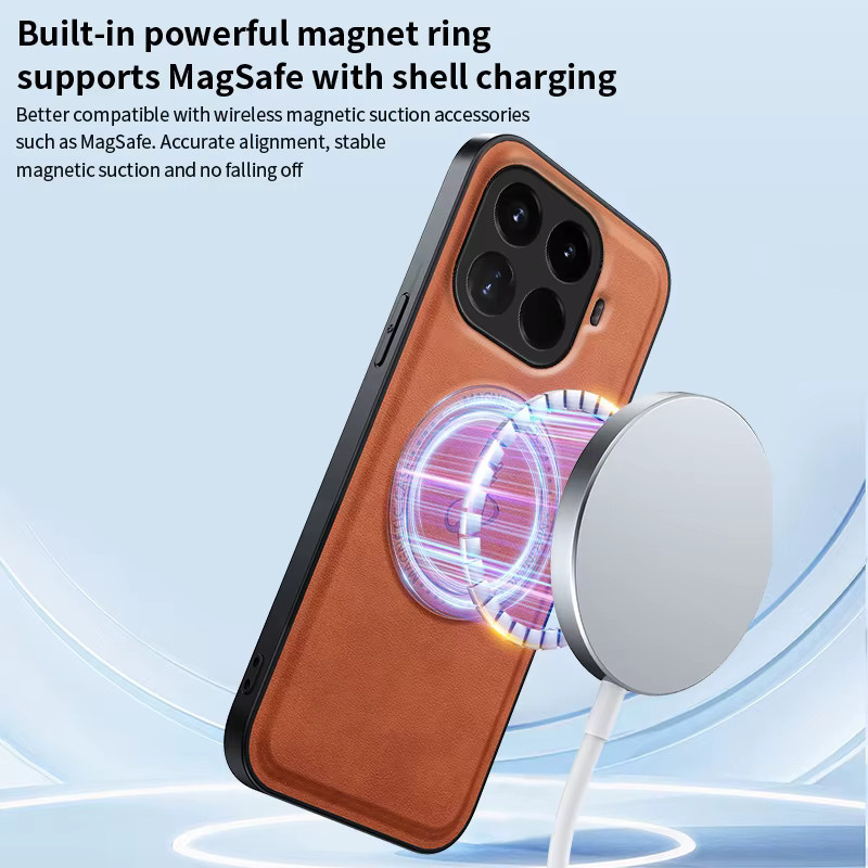 Magnetische Lederhülle für Xiaomi Mi 17T Pro mit Ständer und MagSafe Wireless Charging, Schwarz - Bild 4