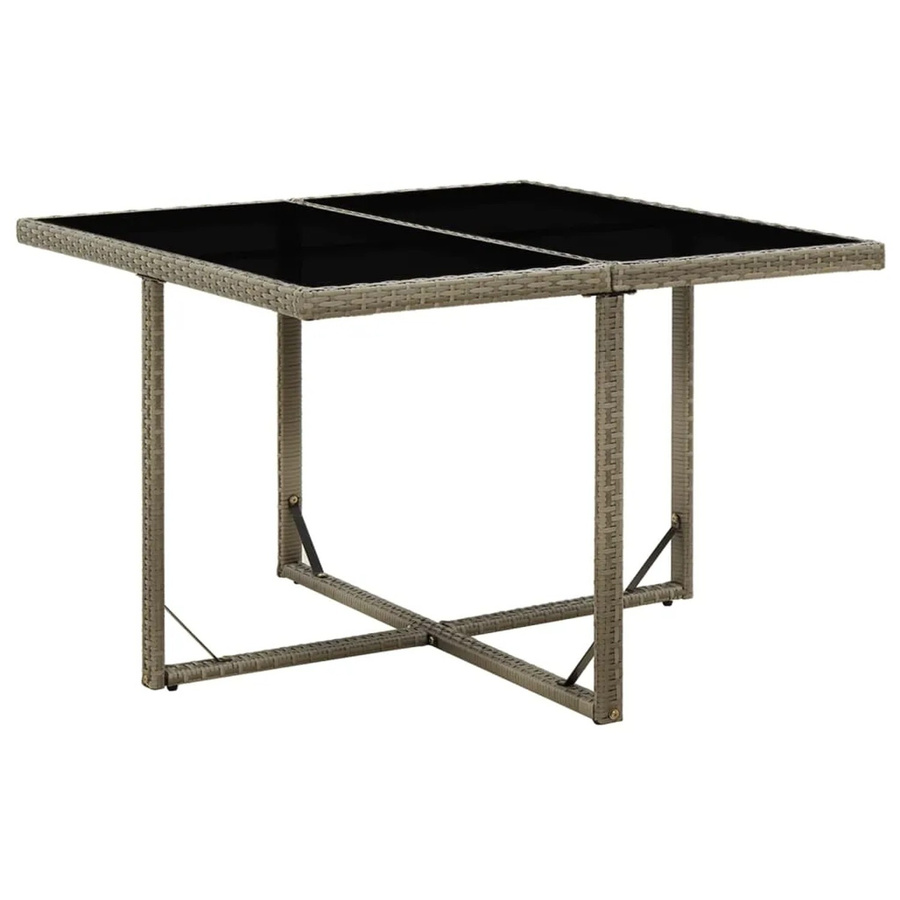 vidaXL Gartentisch modern in Grau und Schwarz aus PE-Rattan und gehärtetem Glas, B/T/H: 107 x 107 x 74 cm - Bild 2
