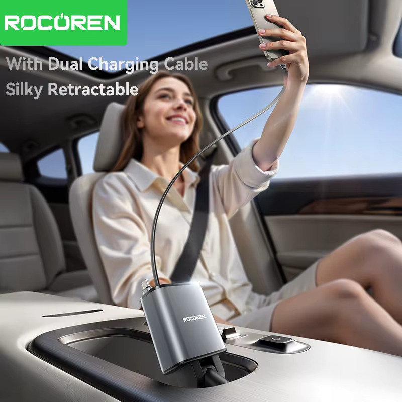 Rocoren 4-in-1 Autoladegerät mit PD 30W USB Typ C, digitaler Anzeige und integriertem Ladekabel - Bild 2