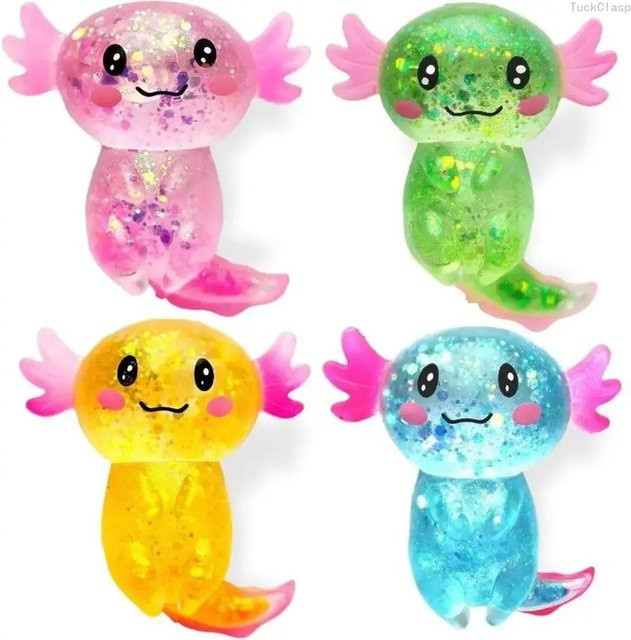 Topmix Axolotl Squishy Stressabbau Spielzeug, 4-teiliges Set, hellgrün - Bild 1