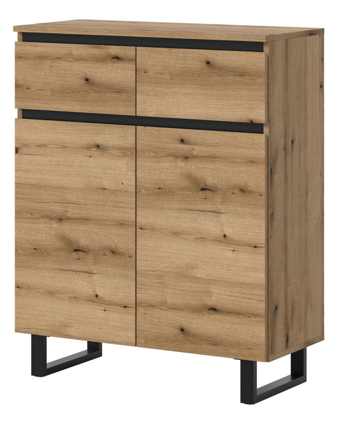 Kommode Gelia von Inn.Furn in Eiche und Schwarz mit Soft-Close-Schubladen, B: 80 cm, H: 99 cm - Bild 5