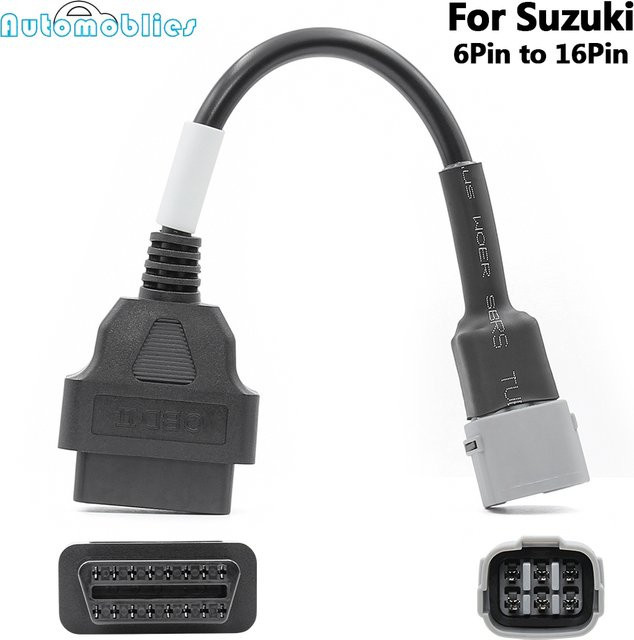 JFIND OBD2 Diagnose Adapter von 6-Pin auf 16-Pin für Suzuki Motorrad, Verlängerungskabel in Schwarz - Bild 1