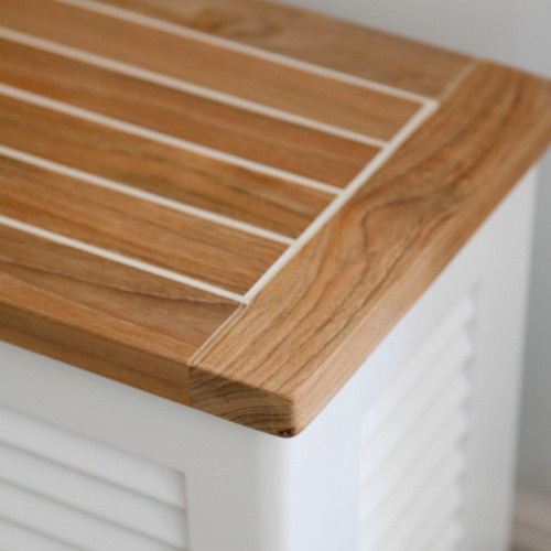 Cinas Aufbewahrungsbox Storage aus Teakholz in Weiss-Hellbraun B/T/H: 90 x 48 x 48 cm - Bild 2