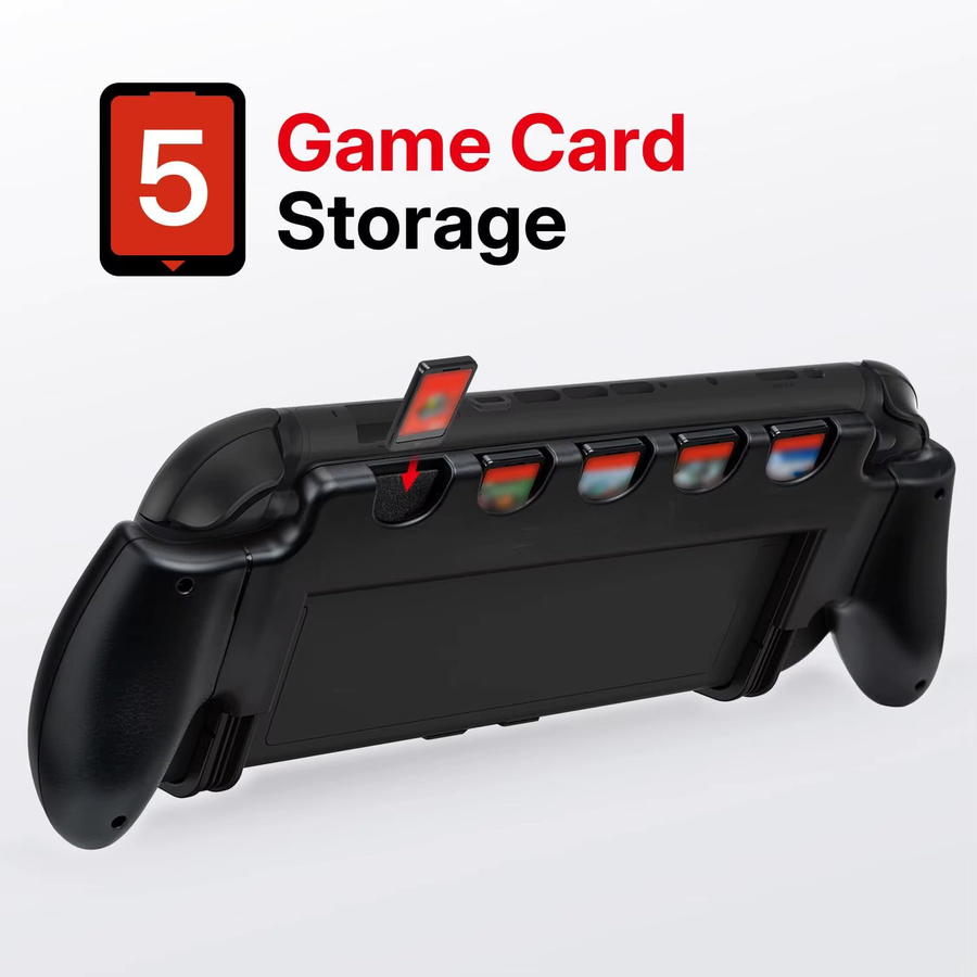 Ergonomische Anti-Rutsch-Schutzhülle für Nintendo Switch 2 mit Handgriff und Ständer in Schwarz - Bild 3