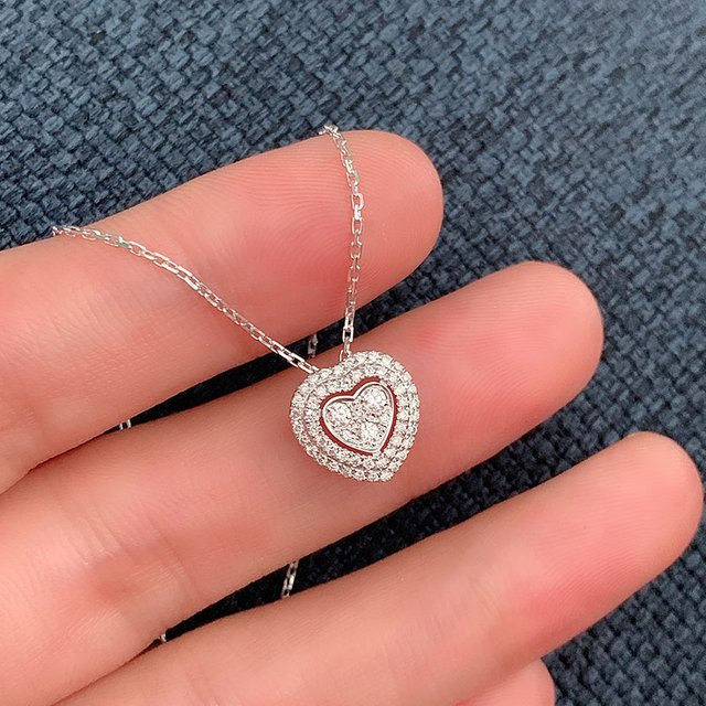 Huitan Exquisite Halskette, Herz, Silber, Zirkonia, Damen - Bild 1