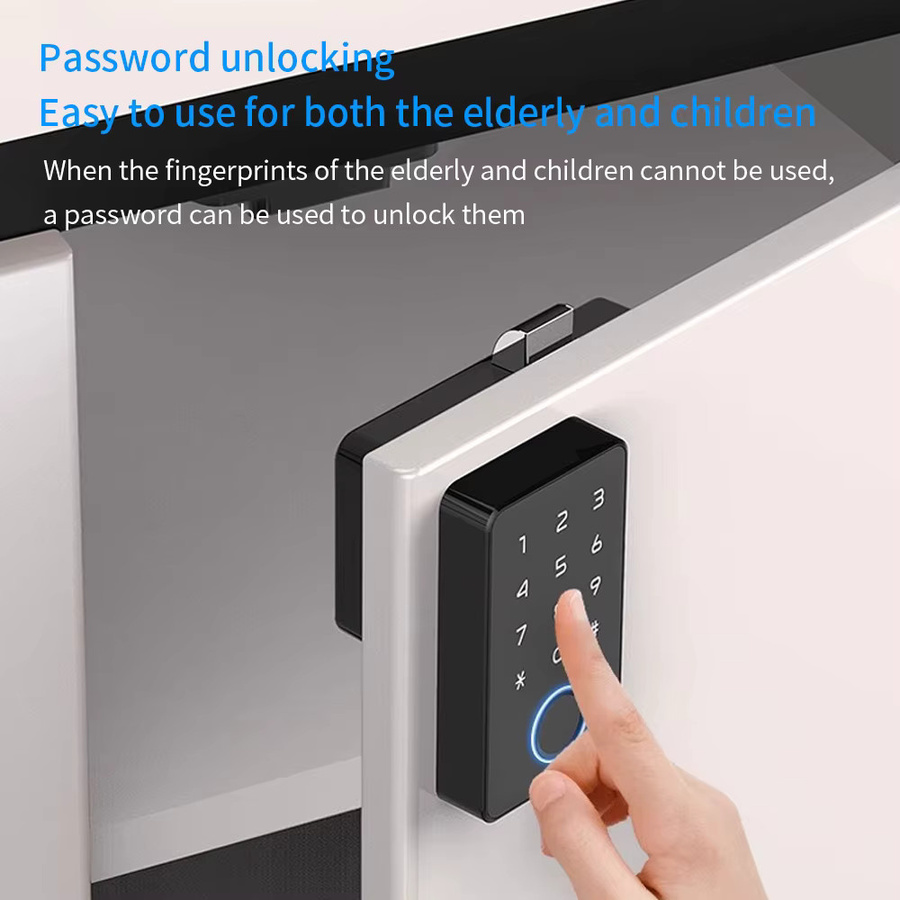 LUCKING DOOR Smart-Fingerprint Schubladenschloss mit Tuya App, elektrisches Keyless Schloss mit 13,56 MHz IC-Karte, unsichtbares Sensor-Schloss für Schränke und Möbel, Schwarz - Bild 2