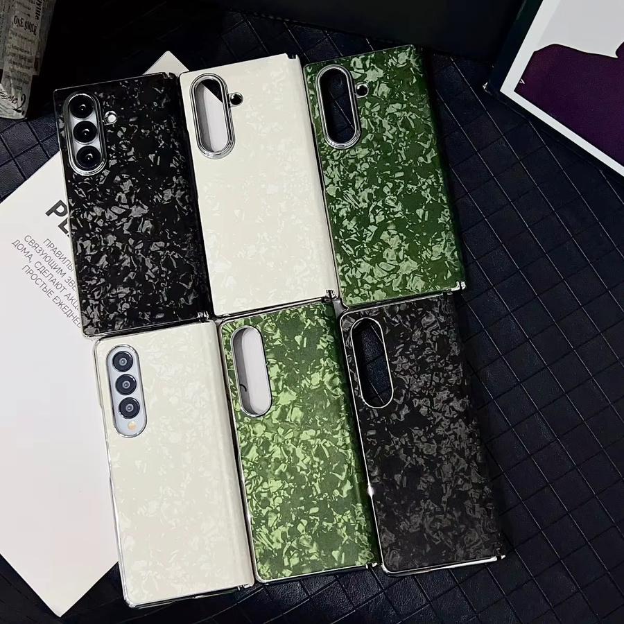 Stoßfeste Leder-Handyhülle mit Muschelmuster und magnetischem Verschluss für Samsung Galaxy Z Fold 7, 6, 5, 4 in Schwarz - Bild 4