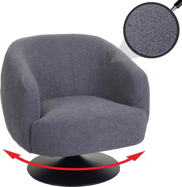 MCW Lounge-Sessel J76 drehbar aus Bouclé-Stoff und Metall in Dunkelgrau - Bild 1