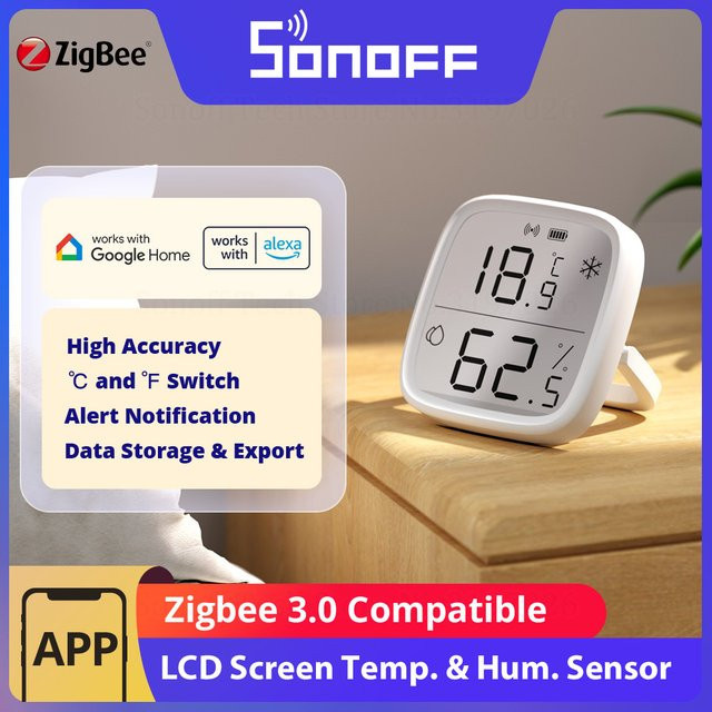 SONOFF SNZB-02D Zigbee LCD Temperatur- und Feuchtigkeitssensor in Weiß - Bild 1