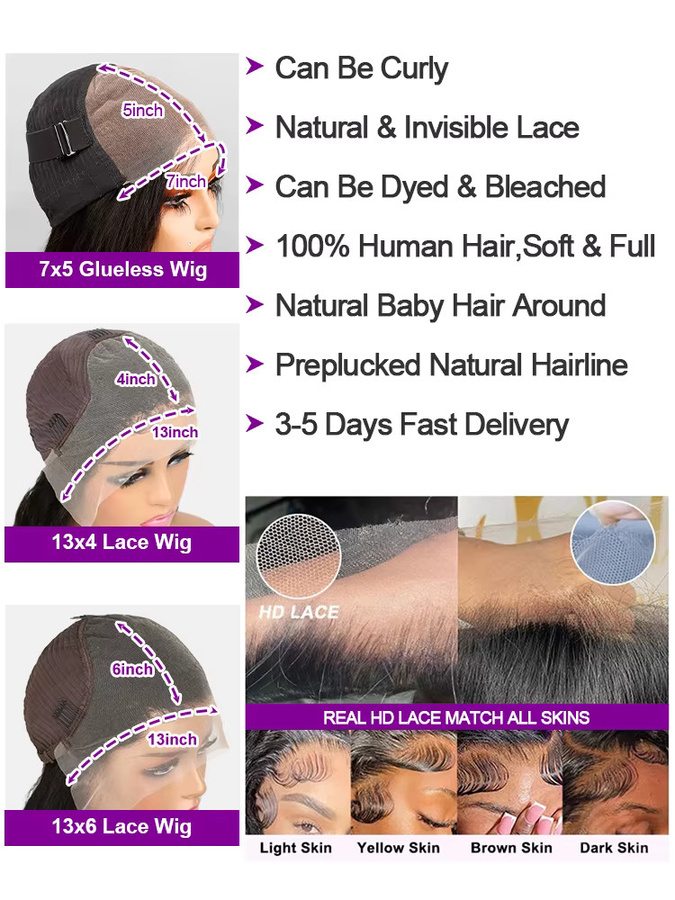 HJ WEAVE BEAUTY Echthaar-Perücke, Damen, brasilianisches Haar - Bild 6