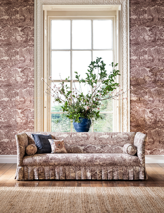 Sanderson Tapete Highgrove Toile in Oak Braun mit floralem Naturmotiv aus Vlies - Bild 1