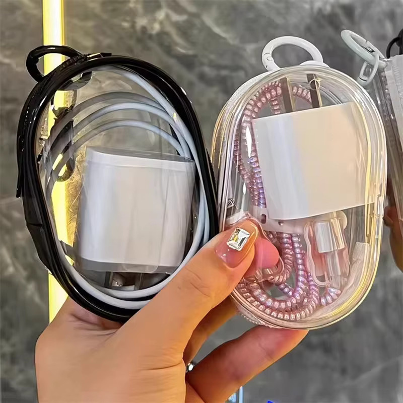UYYNY Mini-Ladekabel-Aufbewahrungstasche und Kabel-Organizer in Schwarz und Transparent - Bild 2