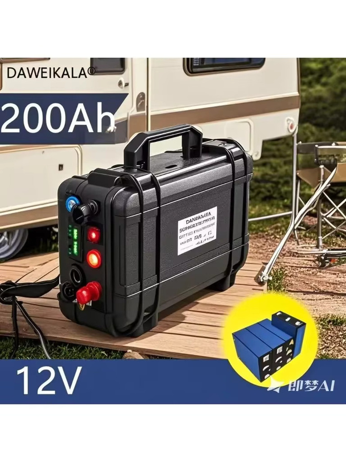 Dadolii 12V 200Ah LiFePO4 Akku in Schwarz für Wohnmobile, Solarenergiespeicher, Golfwagen und Boote - Bild 3
