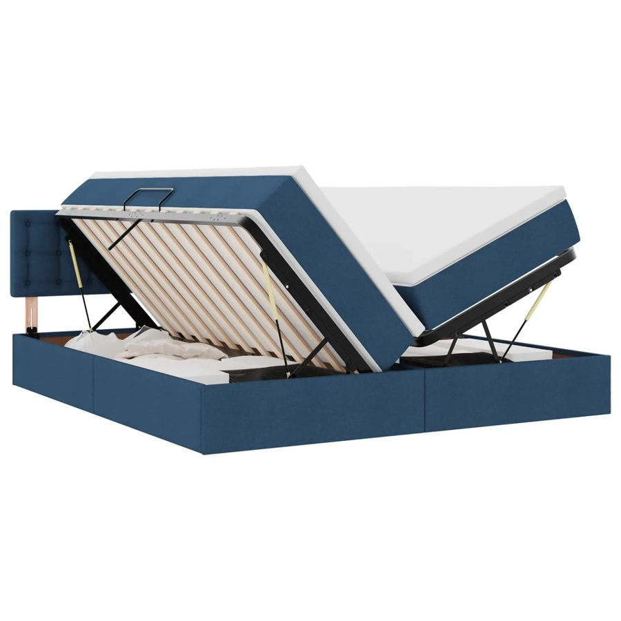 vidaXL Bett mit Kopfteil und LED-Lichtleisten in Blau, B/T: 180 x 200 cm - Bild 2