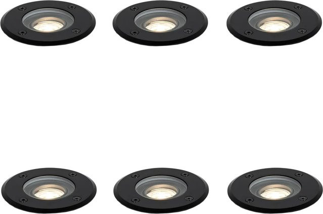 QAZQA Set mit 6 modernen Außen Boden-Spotlights in Schwarz, verstellbar, IP65, ideal für Garten und Terrasse - Bild 1