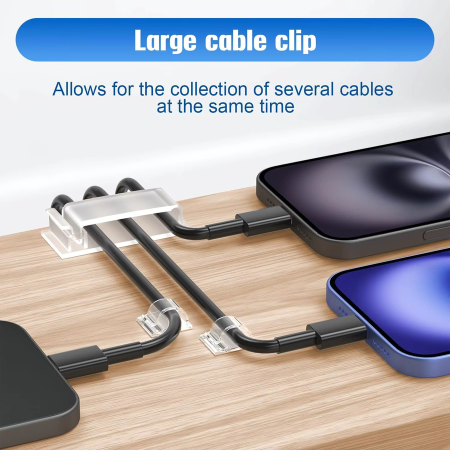 70 Stück Kabel-Organizer Set in Transparent mit 50 kleinen und 20 großen Kabelmanagement-Klemmen für dein Heimbüro - Bild 3