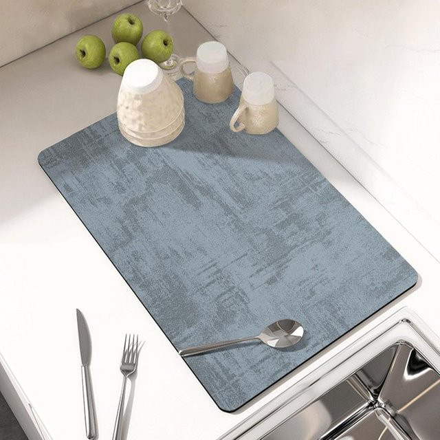 Rutschfeste und saugfähige Abtropfmatte von Yiran Furniture für die Küche in Blau, B/T: 40 x 30 cm - Bild 1